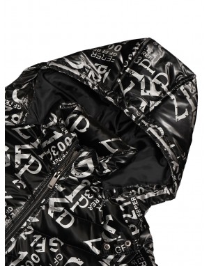 Boys Jacket Printed Metallic Black